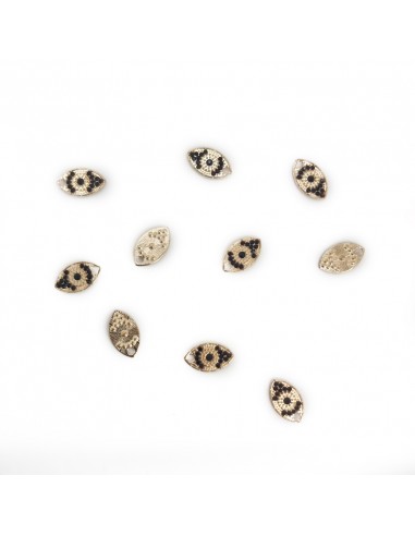 Dije strass dorado/ negro TD2523 [1 u]