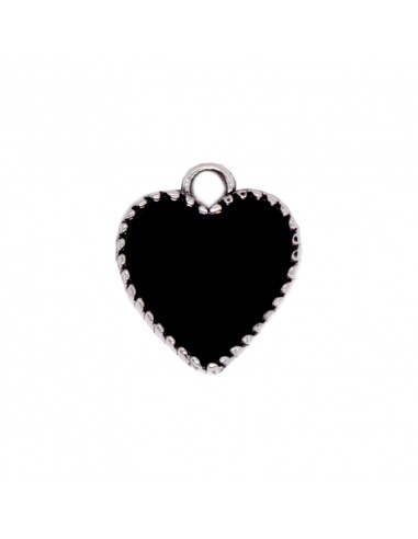 Dije esmaltado Corazón Negro/Níquel...