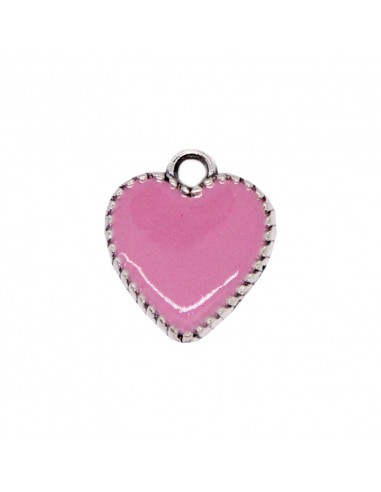 Dije esmaltado Corazón Rosa/Níquel...