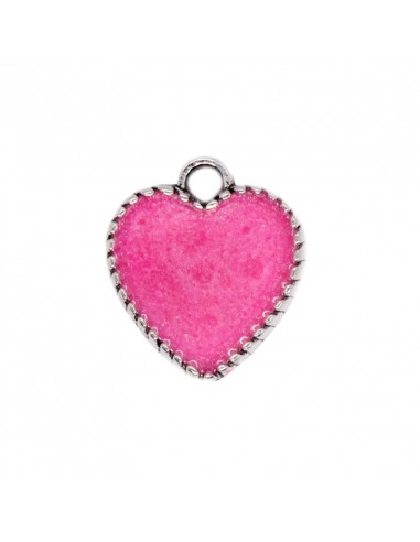 Dije esmaltado Corazón Fucsia/Níquel...