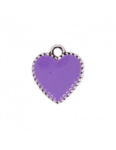 Dije esmaltado Corazón Lila/Níquel...