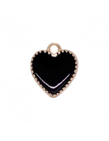 Dije esmaltado Corazón Negro/Dorado...