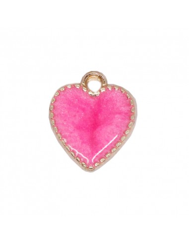 Dije esmaltado Corazón Fucsia/Dorado...