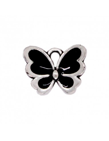 Dije esmaltado Mariposa Negro/Níquel...
