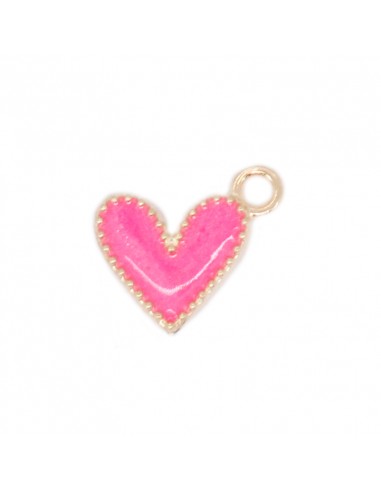 Dije esmaltado Corazón Fucsia/Dorado...