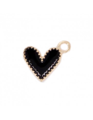 Dije esmaltado Corazón Negro/Dorado...