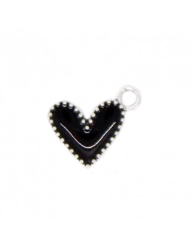 Dije esmaltado Corazón Negro/Níquel...