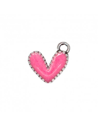Dije esmaltado Corazón Fucsia/Níquel...