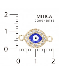 Ojo de Strass Dorado/Azul...