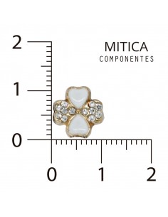 Trébol Strass Dorado/Blanco...