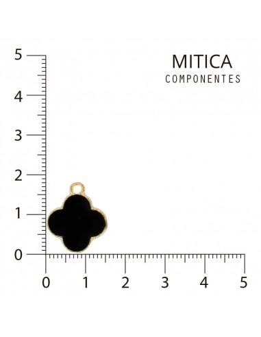 Dije Esmaltado Trébol Dorado/Negro...